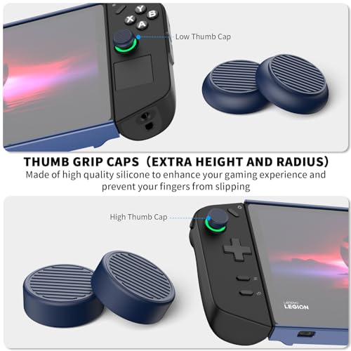 TUDIOW Protective Case for Lenovo Legion Go Gaming Handheld 2023, Shock-Absorption Anti-Scratch Non-Slip PC Protective Cover with4 Thumb Grip Caps for Lenovo Legion Go 8.8'' Accessories (Blue) - Image 3