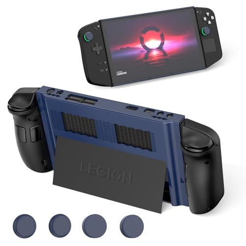 TUDIOW Protective Case for Lenovo Legion Go Gaming Handheld 2023, Shock-Absorption Anti-Scratch Non-Slip PC Protective Cover with4 Thumb Grip Caps for Lenovo Legion Go 8.8'' Accessories (Blue) - Image 1