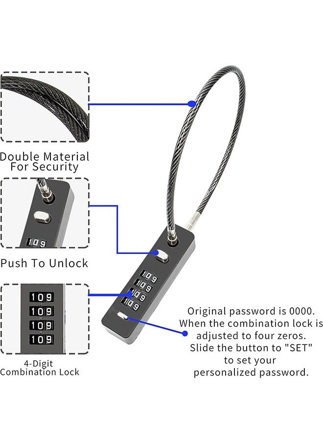Arabest - Combination Lock, Cable Security Steel Cable Luggage Lock with Resettable Code, Anti-Theft Cable Lock with  Braided Steel Coat, Waterproof Digit Lock for Luggage, Suitcase, Toolbox, Helmet (Black) - Image 1