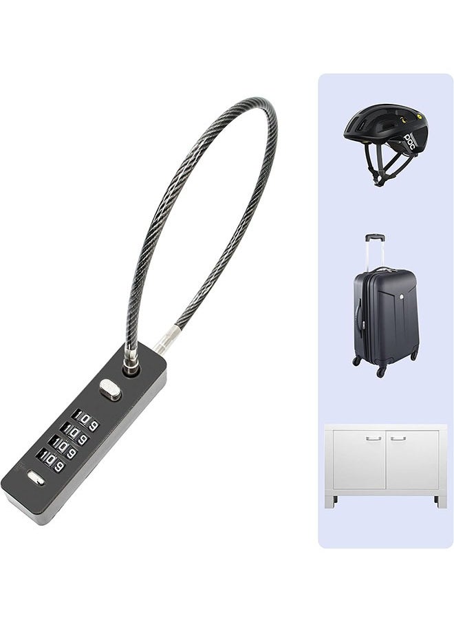 Arabest - Combination Lock, Cable Security Steel Cable Luggage Lock with Resettable Code, Anti-Theft Cable Lock with  Braided Steel Coat, Waterproof Digit Lock for Luggage, Suitcase, Toolbox, Helmet (Black) - Image 1