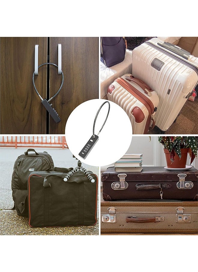 Arabest - Combination Lock, Cable Security Steel Cable Luggage Lock with Resettable Code, Anti-Theft Cable Lock with  Braided Steel Coat, Waterproof Digit Lock for Luggage, Suitcase, Toolbox, Helmet (Black) - Image 1