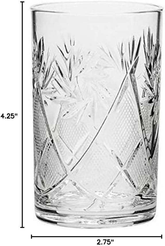 WORLD GIFTS Birsppy World Gifts Cut Crystal Drinking Glass for HotCold Beverage Fits Russian Metal Glass Holder Podstakannik  USSR Soviet Glassware  85 oz - Image 5