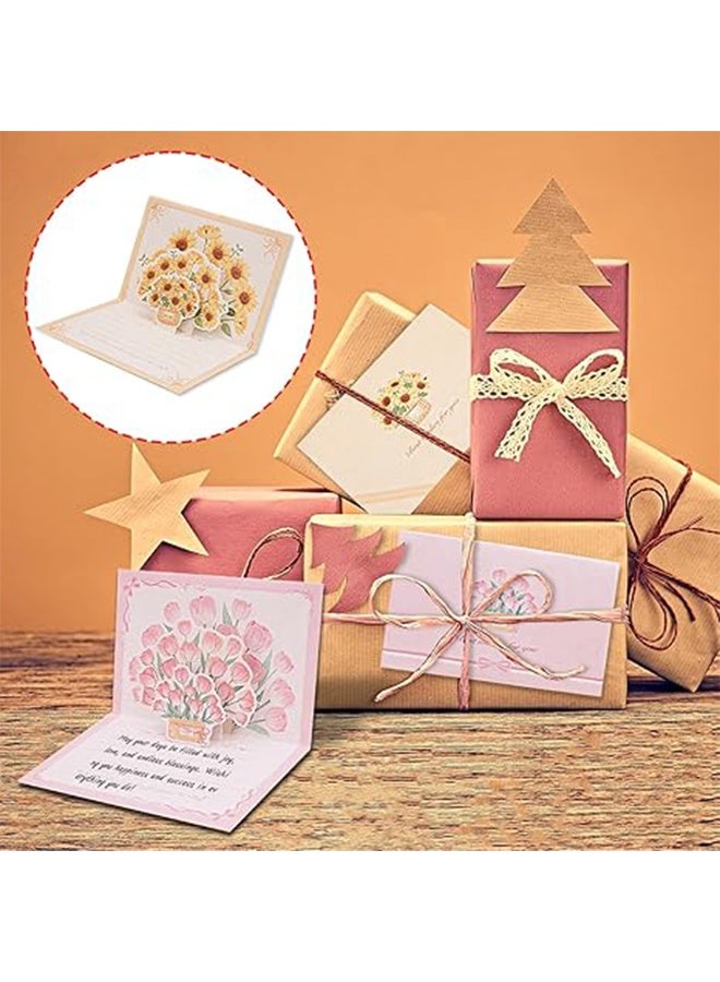 بطاقات المعايدة الزهرية ، بطاقات منبثقة من الورق ثلاثي الأبعاد ، 5 قطع من بطاقات الزهور المنبثقة DIY هدايا شكرا لك لجميع الأعياد وأعياد الميلاد للأم والأخوات والمعلمين (الورود) - Image 4