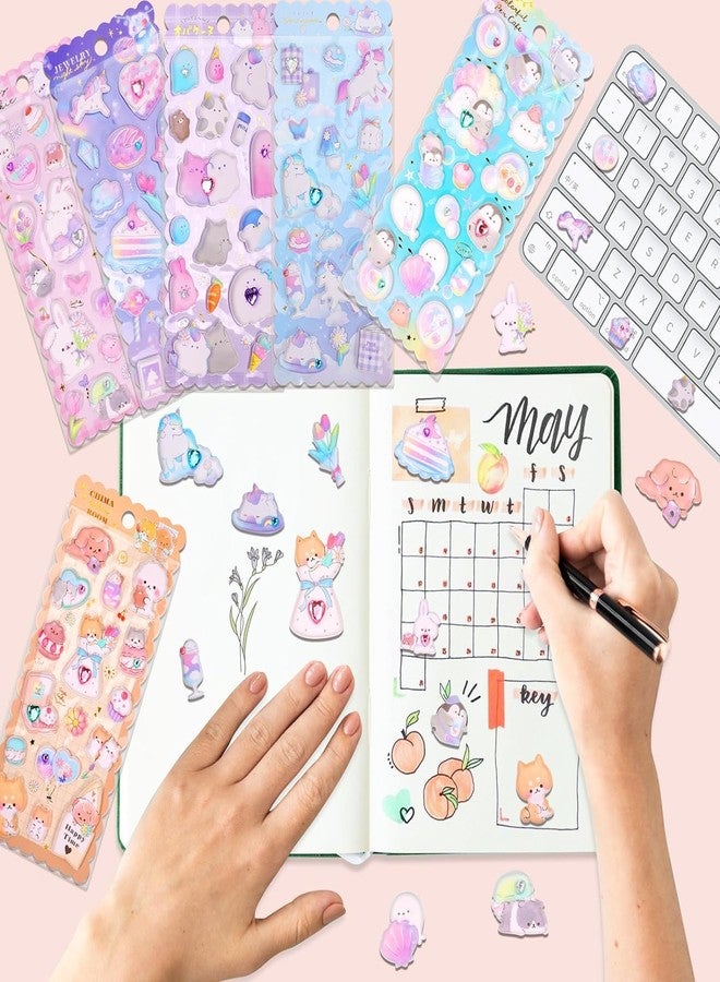 Parshya Kawaii 3D Puffy Stickers for Kids, 3D Stickers for Craft Book & Scrapbook, Self-Adhesive Kawaii Stickers Set, Cute Stickers for Girls and Boys(Random Theme) (Cute Little Animal) - Image 3