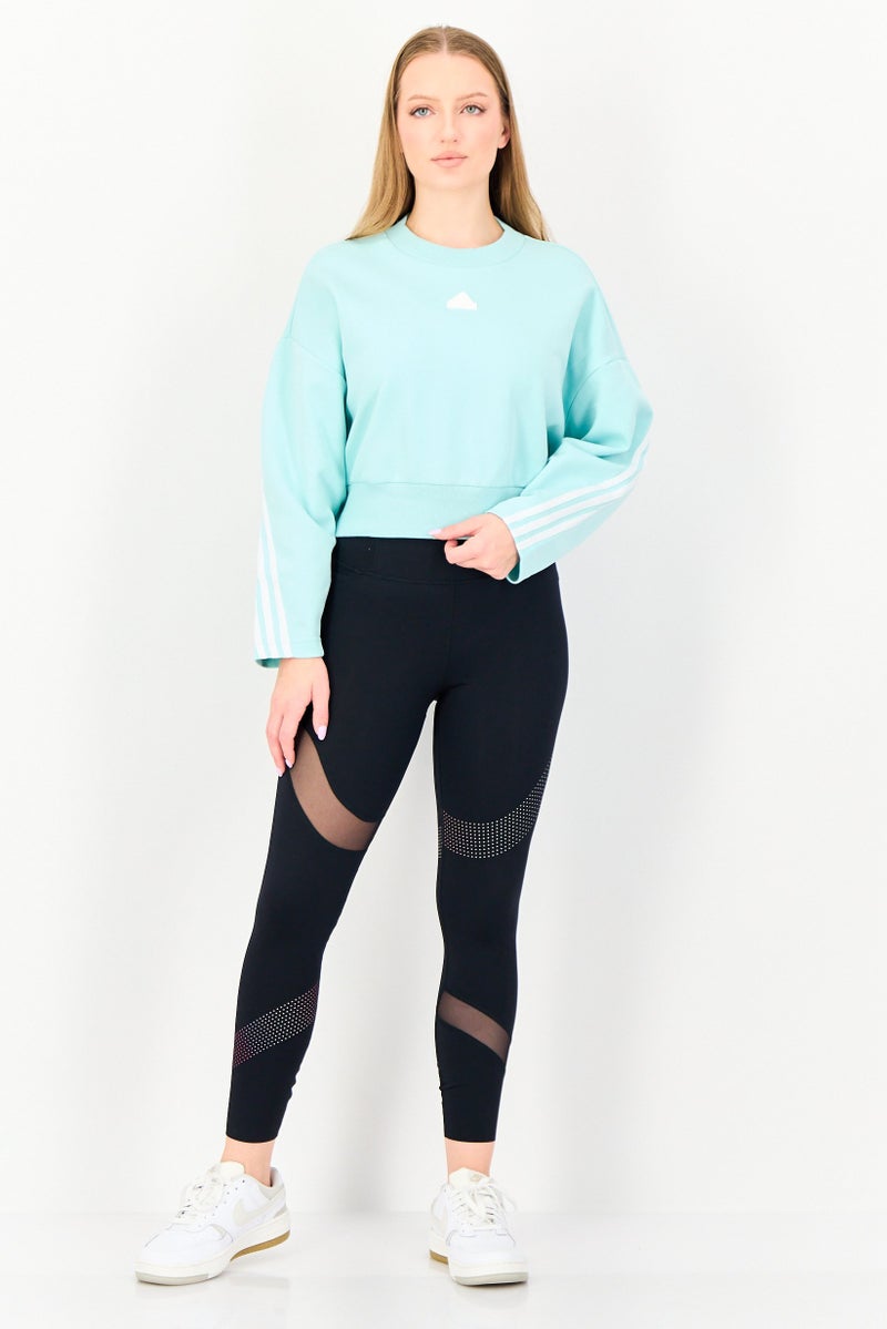 Adidas بلوزة رياضية نسائية بأكمام طويلة مناسبة في الهواء الطلق، تركواز - Image 2