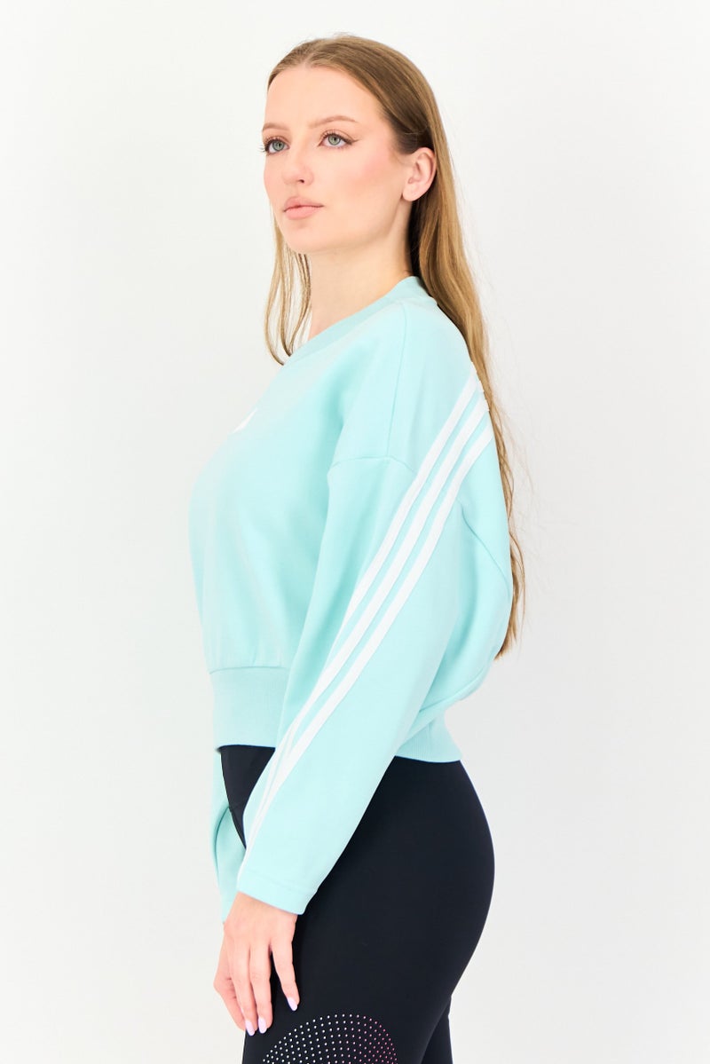 Adidas بلوزة رياضية نسائية بأكمام طويلة مناسبة في الهواء الطلق، تركواز - Image 3