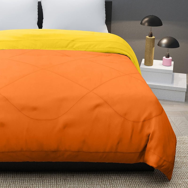 KEA Microfibre Reversible Single Bed ComforterDuvet for All Weather Yellow Orange 250GSMComforter Single - Image 4