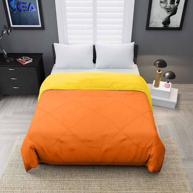 KEA Microfibre Reversible Single Bed ComforterDuvet for All Weather Yellow Orange 250GSMComforter Single - Image 2