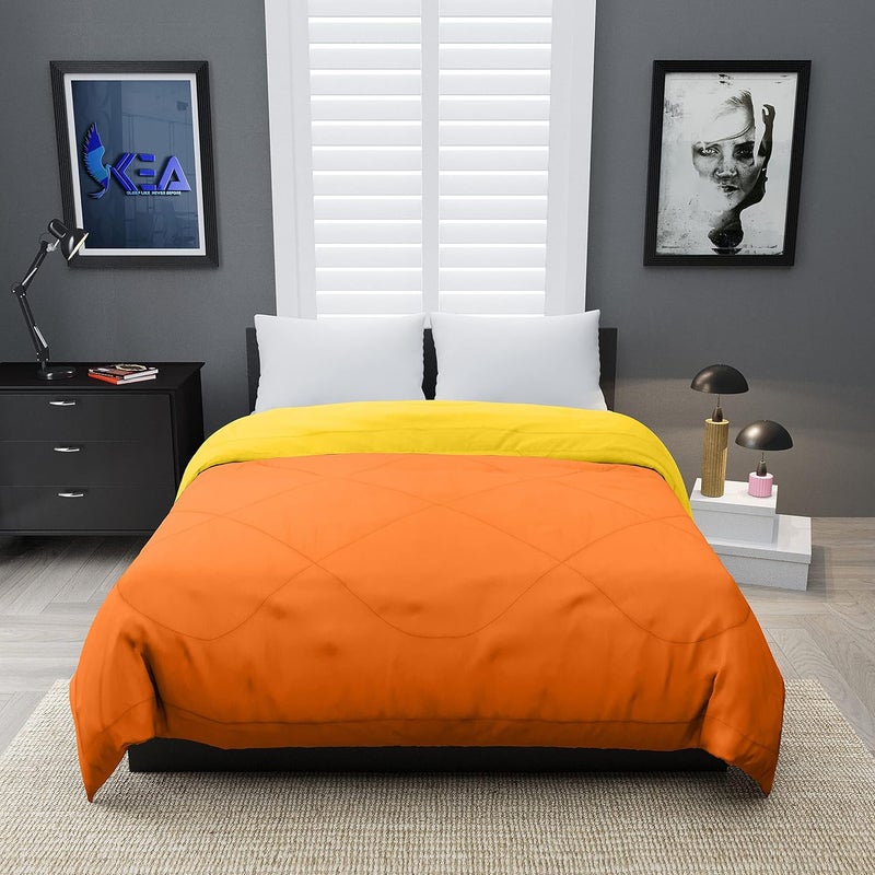 KEA Microfibre Reversible Single Bed ComforterDuvet for All Weather Yellow Orange 250GSMComforter Single - Image 3
