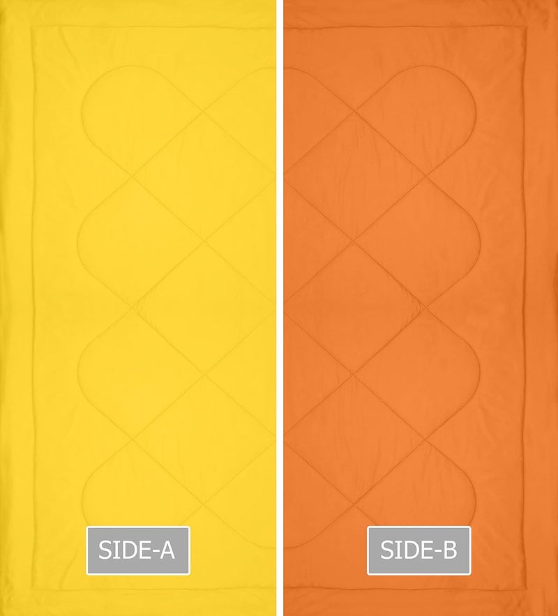 KEA Microfibre Reversible Single Bed ComforterDuvet for All Weather Yellow Orange 250GSMComforter Single - Image 5
