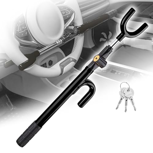 CARTMAN Vehicle Steering Wheel Lock Car Anti Theft Security Lock with Adjustable Length Fit for Cars Trucks Vans and SUVs Black - Image 1