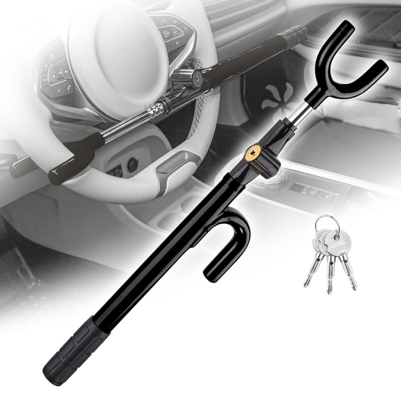 CARTMAN Vehicle Steering Wheel Lock Car Anti Theft Security Lock with Adjustable Length Fit for Cars Trucks Vans and SUVs Black - Image 2