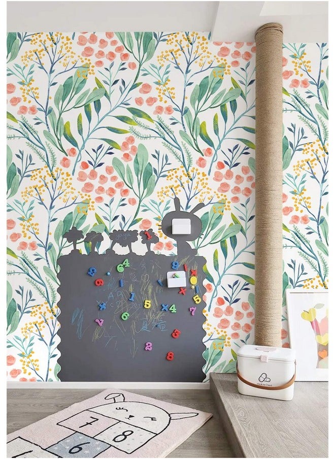 HAOKHOME 93029 Watercolor Forest Floral Peel And Stick Wallpaper Removable White/Green/Pink Vinyl Self Adhesive Shelf Liner 17.7In X 118In  - Image 5
