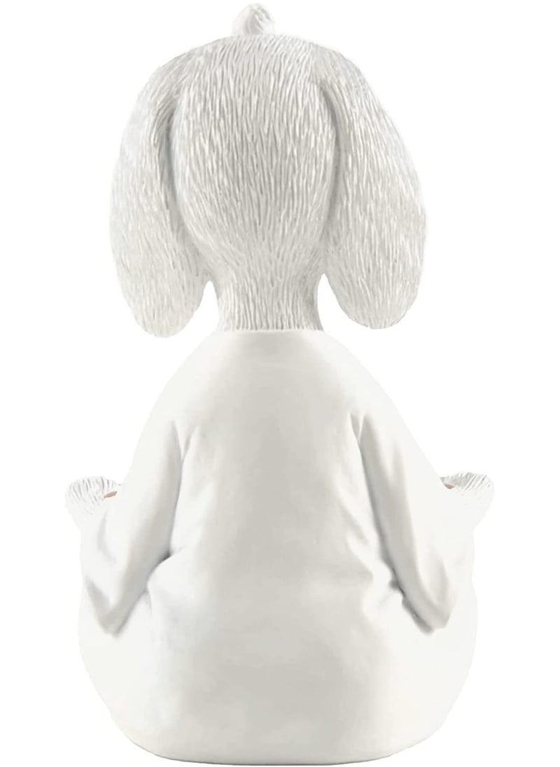 Whimsical Rabbit Figurine Meditation Yoga Decor Collectible Bunny Lover Gifts for Women White