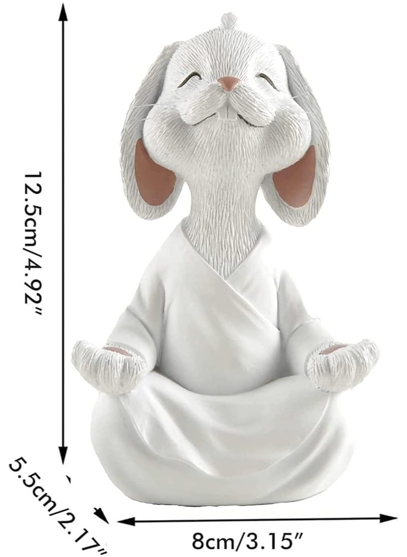Whimsical Rabbit Figurine Meditation Yoga Decor Collectible Bunny Lover Gifts for Women White