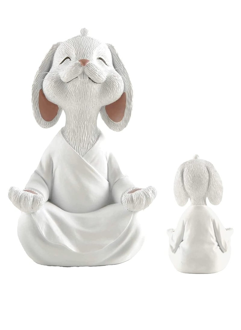 JOGAMS Whimsical Rabbit Figurine Meditation Yoga Decor Collectible Bunny Lover Gifts for Women White  - Image 1