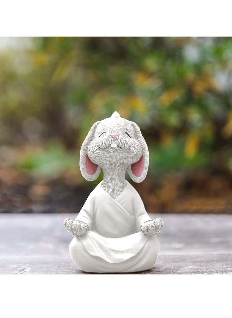 JOGAMS Whimsical Rabbit Figurine Meditation Yoga Decor Collectible Bunny Lover Gifts for Women White  - Image 3