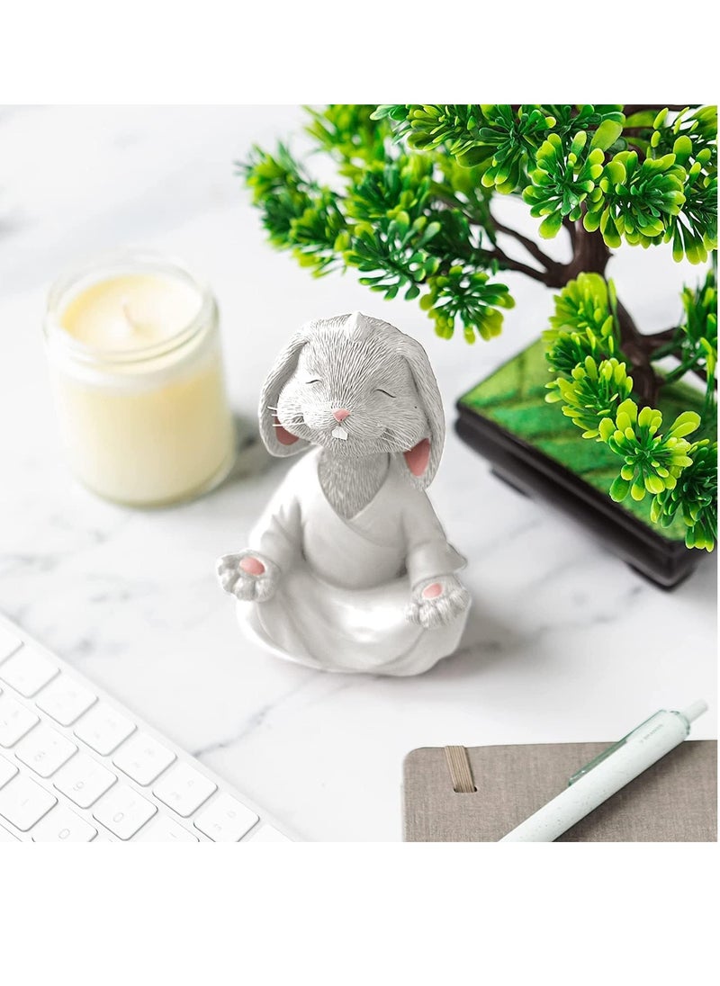 JOGAMS Whimsical Rabbit Figurine Meditation Yoga Decor Collectible Bunny Lover Gifts for Women White  - Image 2