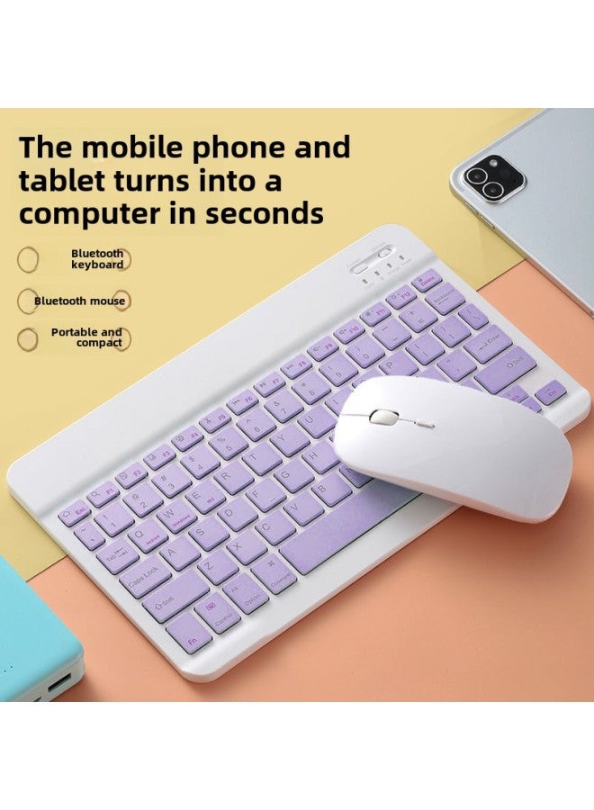 لوحة مفاتيح بلوتوث للهاتف المحمول والكمبيوتر اللوحي وأجهزة iPad رفيعة للغاية لأجهزة Apple وHuawei وXiaomi وAndroid خارجية عالمية لطيفة محمولة - اللون: لوحة مفاتيح 10 بوصة + ماوس - أخضر - Image 4