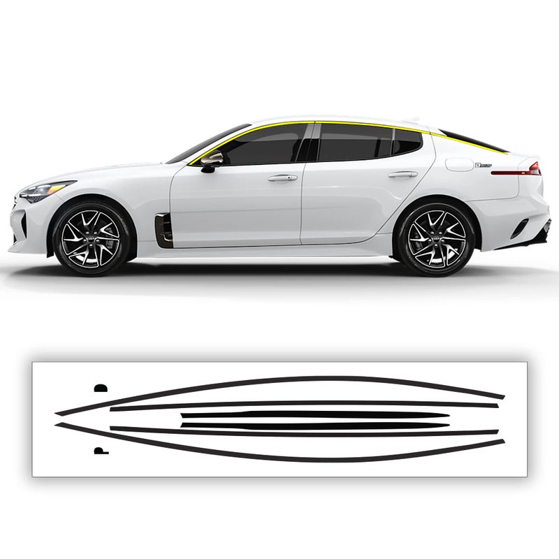BOGAR TECH DESIGNS Side Window Chrome Delete Overlay Compatible with Kia Stinger 20182023 Gloss Black