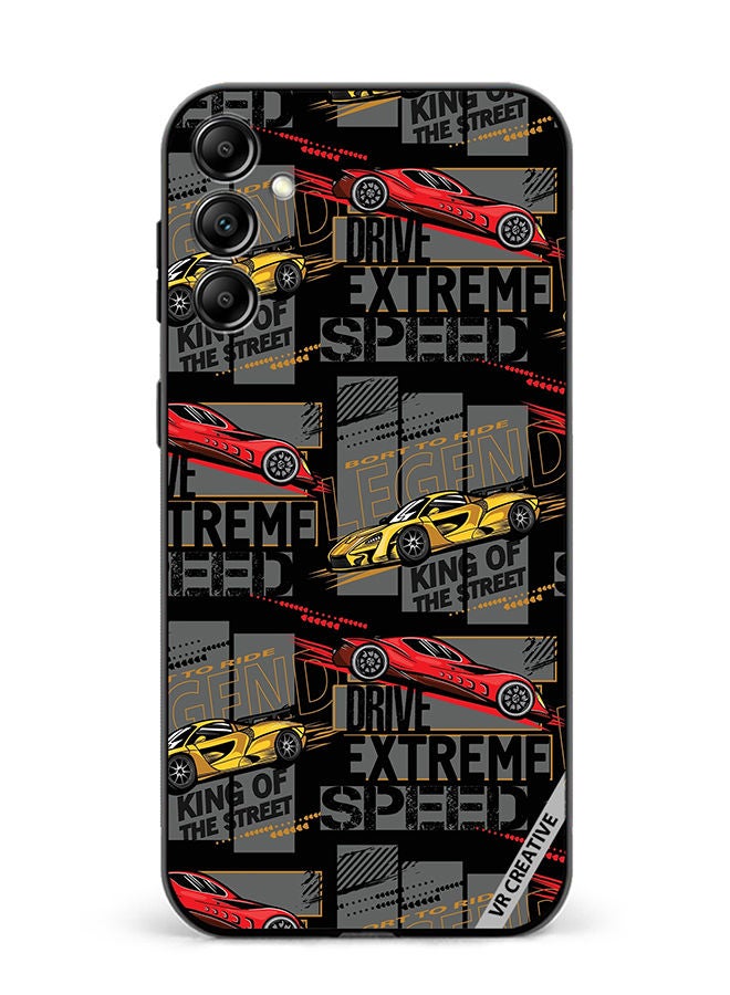 VR CREATIVE Protective Case Cover For Samsung Galaxy M14 Abstract Seamless Pattern With Sport Cars Design Multicolour - Image 1