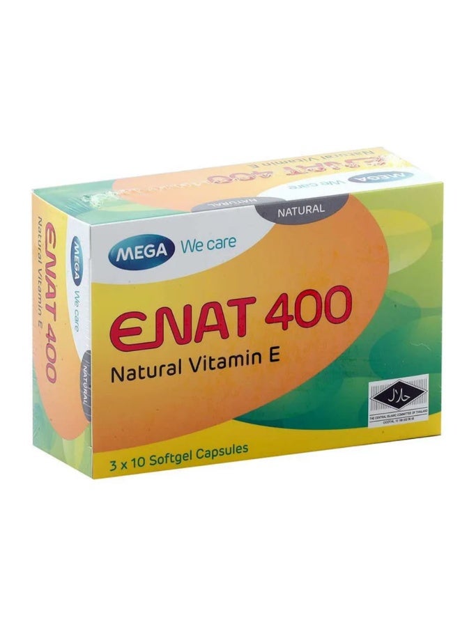 Enat 400 Vitamin E Softgel Capsules 30’s | Natural Antioxidant for Skin, Hair & Overall Wellness