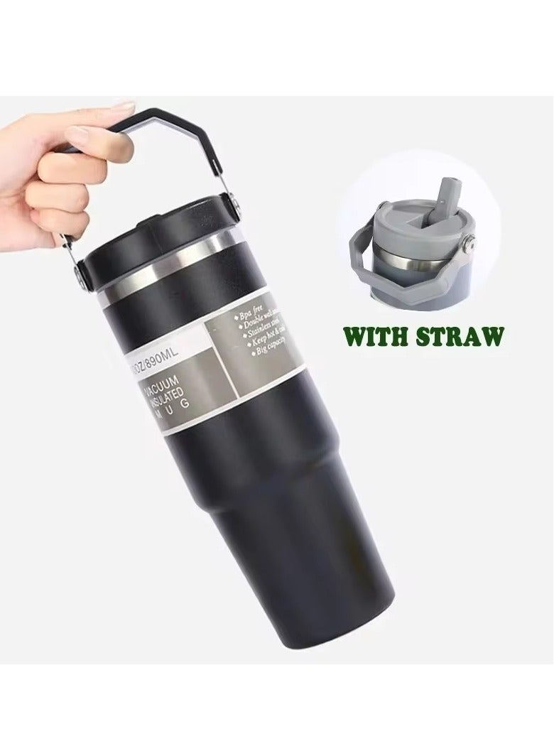 زجاجة مياه استانلس 304  - بوتل مياه مع غطاء محمول، ترمس معدني معزول بالتفريغ، مصنوع من الفولاذ المقاوم للصدأ | قارورة - Image 1