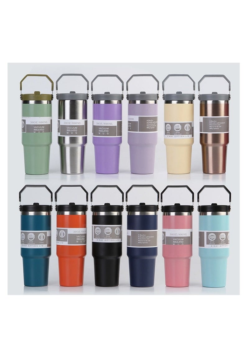 زجاجة مياه استانلس 304  - بوتل مياه مع غطاء محمول، ترمس معدني معزول بالتفريغ، مصنوع من الفولاذ المقاوم للصدأ | قارورة - Image 3