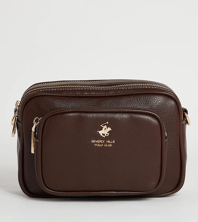 BEVERLY HILLS POLO CLUB Brown Logo Detail Crossbody Bag