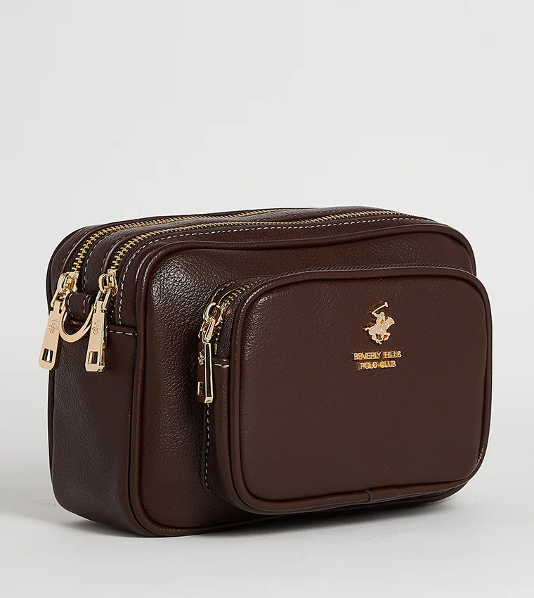 BEVERLY HILLS POLO CLUB Brown Logo Detail Crossbody Bag