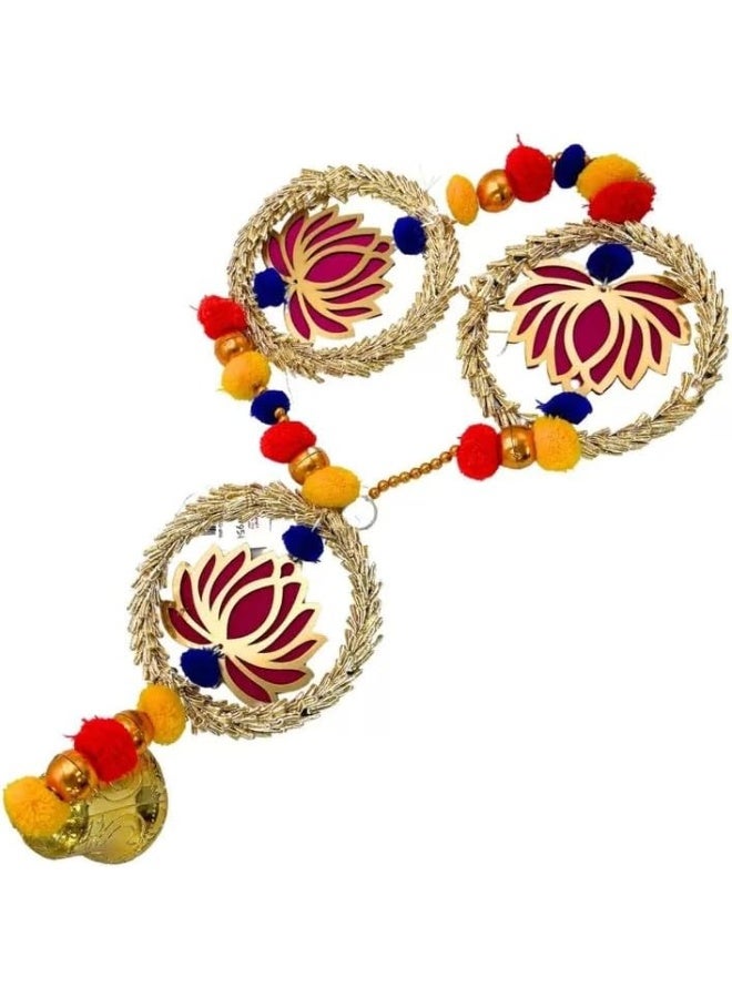 Day To Day Handcrafted Artificial Flowers Wall And Balcony Hanging Round Toran With Pearls For Diwali - Image 1