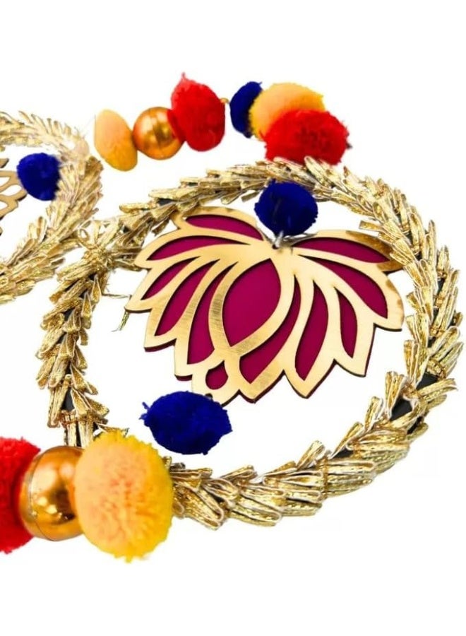 Day To Day Handcrafted Artificial Flowers Wall And Balcony Hanging Round Toran With Pearls For Diwali - Image 2