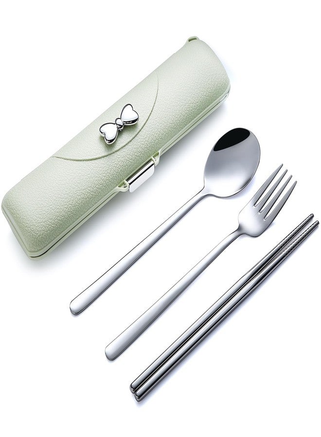 DEVICO Travel Silverware Set with Case, Portable Lunch Utensils Set for Work, Reusable Travel Cutlery Set, 18/8 Stainless Steel Flatware for Caming School Picnic, Dishwasher Safe - Image 1