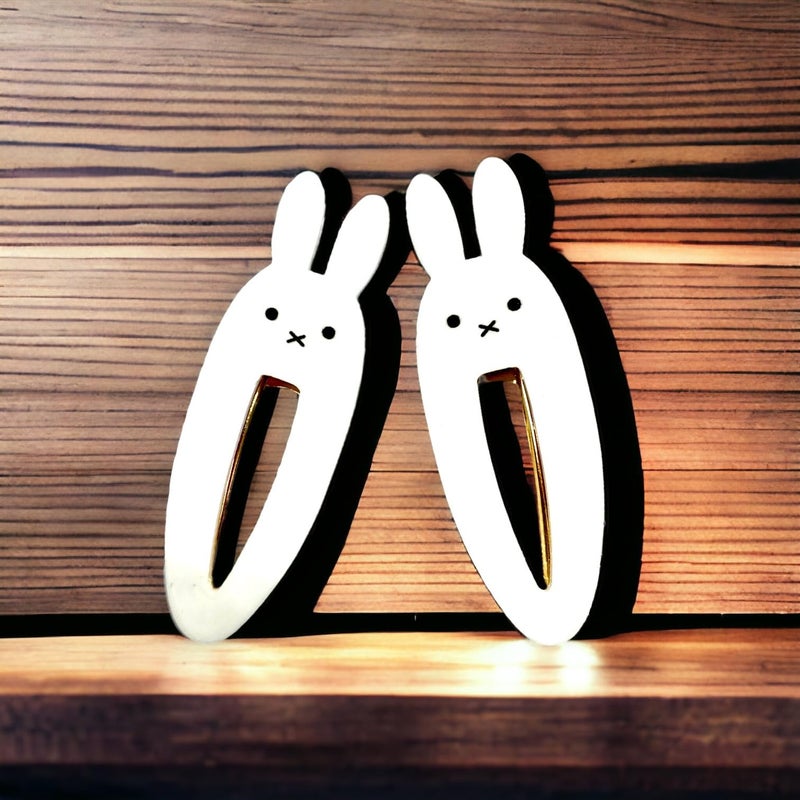 KOZUKI Cute Bunny Hair Clip, Pack of 2, Japanese Anime Style, Large, White, Female - Image 3