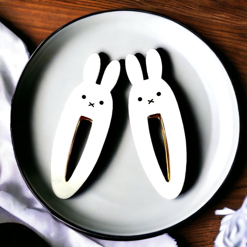 KOZUKI Cute Bunny Hair Clip, Pack of 2, Japanese Anime Style, Large, White, Female - Image 4