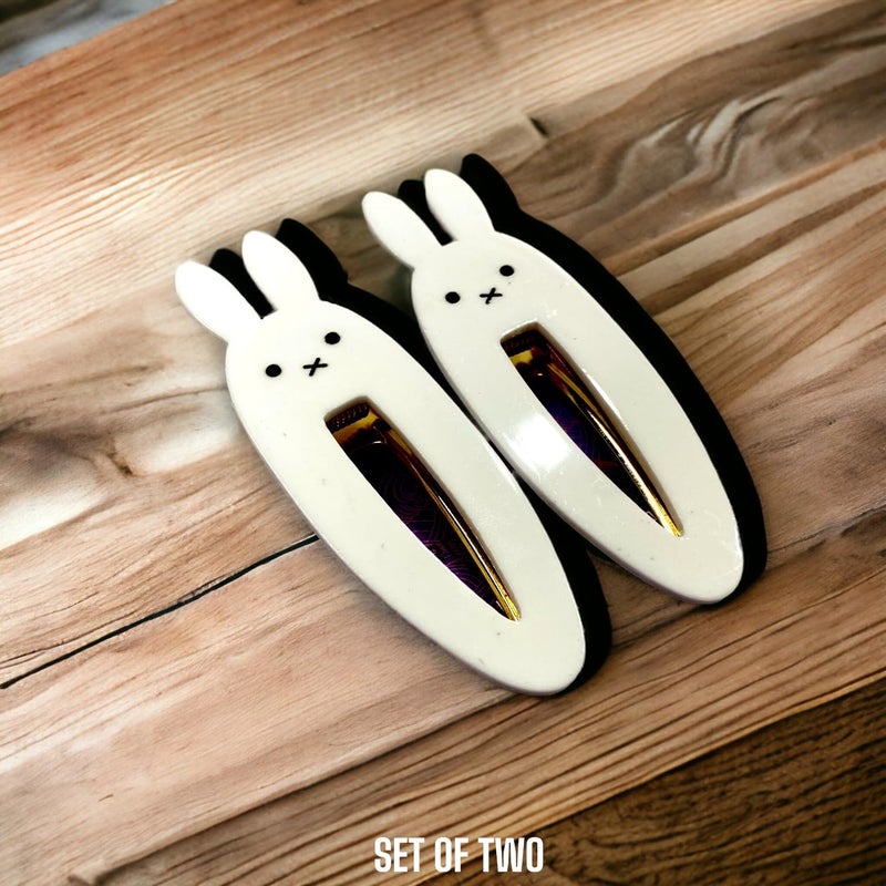 KOZUKI Cute Bunny Hair Clip, Pack of 2, Japanese Anime Style, Large, White, Female - Image 5