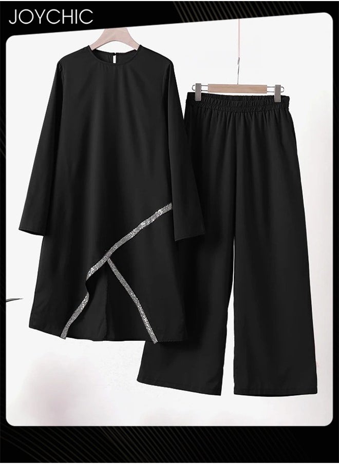 Joychic 2 Piece Casual Muslim Women Long-sleeved Sets for Sping and Autumn  - Image 1