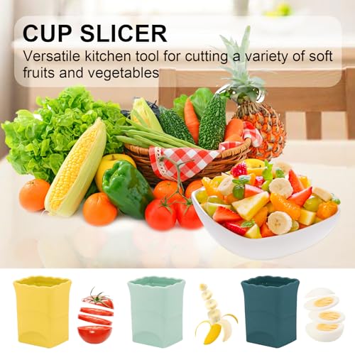 quskay 3Pcs Strawberry Slicer Cup：Fruit Slicer Cup for Strawberry Egg Banana Mushroom Cucumber Kiwi and Veggie Salad Speed Cutter the Kitchen Portable Slicing Tool (3Pcs) - Image 2