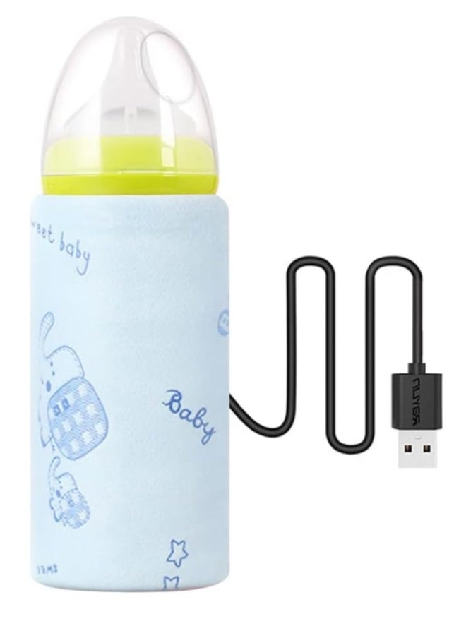 Generic Baby Bottle Warmer Usb Portable Travel Infant Baby Feeding Bottle Water Constant Temperature Milk Warmer Feeding Bottle Warmer Heater For Car Travel Long Trip(Blue)  - Image 1