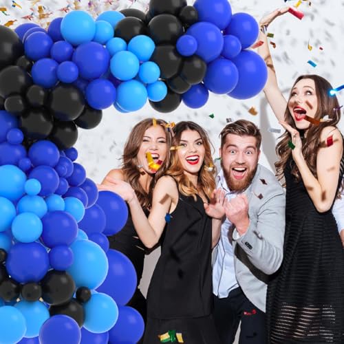 Cunnikku Blue and Black Balloon Garland Arch Kit, 122PCS Black Light Blue Royal Blue Balloons for Boys Video Gaming Birthday Retirement Teens Gamer Fan Level Up Super Graduation Decorations - Image 2