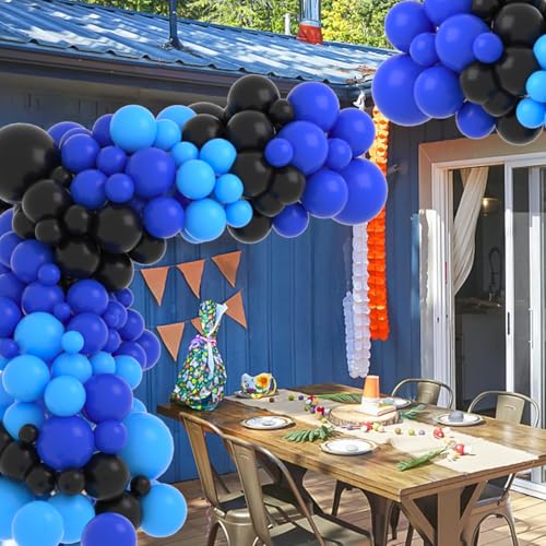 Cunnikku Blue and Black Balloon Garland Arch Kit, 122PCS Black Light Blue Royal Blue Balloons for Boys Video Gaming Birthday Retirement Teens Gamer Fan Level Up Super Graduation Decorations - Image 5