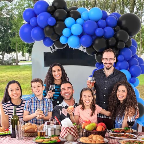 Cunnikku Blue and Black Balloon Garland Arch Kit, 122PCS Black Light Blue Royal Blue Balloons for Boys Video Gaming Birthday Retirement Teens Gamer Fan Level Up Super Graduation Decorations - Image 4