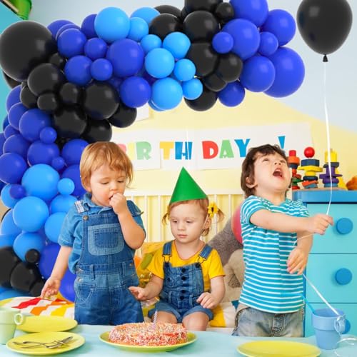 Cunnikku Blue and Black Balloon Garland Arch Kit, 122PCS Black Light Blue Royal Blue Balloons for Boys Video Gaming Birthday Retirement Teens Gamer Fan Level Up Super Graduation Decorations - Image 3