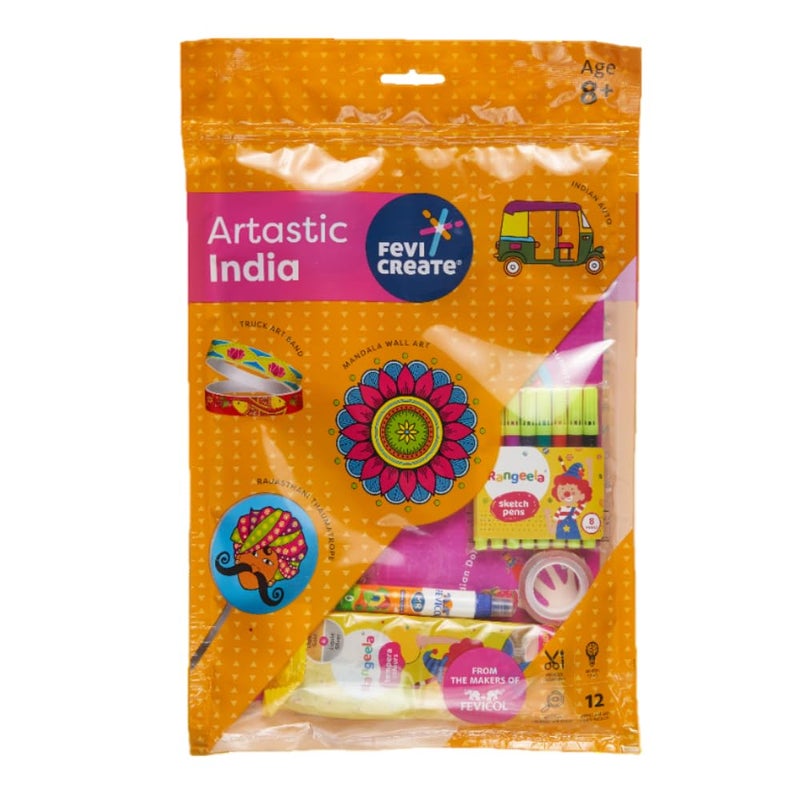 Pidilite Fevicreate Artastic India Craft Kit | Project Book with 12 Educational Activities, Colours, Craft Supplies | Fun way to boost child's knowledge | By Fevicol | Return Gift for Kids Age 8+ years - Image 1