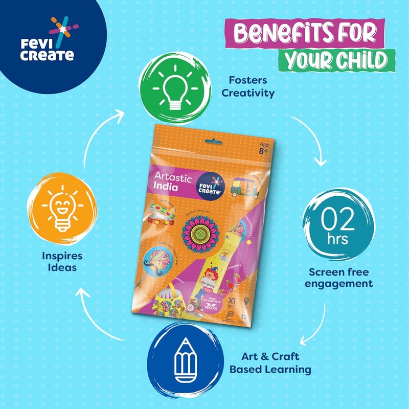Pidilite Fevicreate Artastic India Craft Kit | Project Book with 12 Educational Activities, Colours, Craft Supplies | Fun way to boost child's knowledge | By Fevicol | Return Gift for Kids Age 8+ years - Image 3