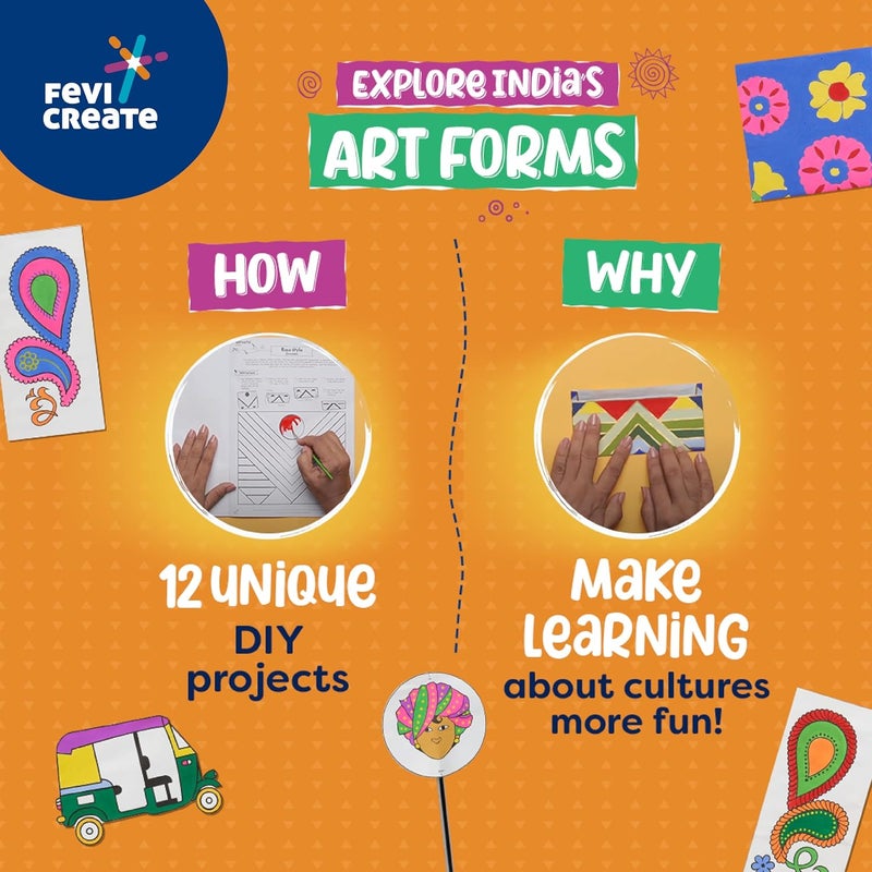 Pidilite Fevicreate Artastic India Craft Kit | Project Book with 12 Educational Activities, Colours, Craft Supplies | Fun way to boost child's knowledge | By Fevicol | Return Gift for Kids Age 8+ years - Image 4
