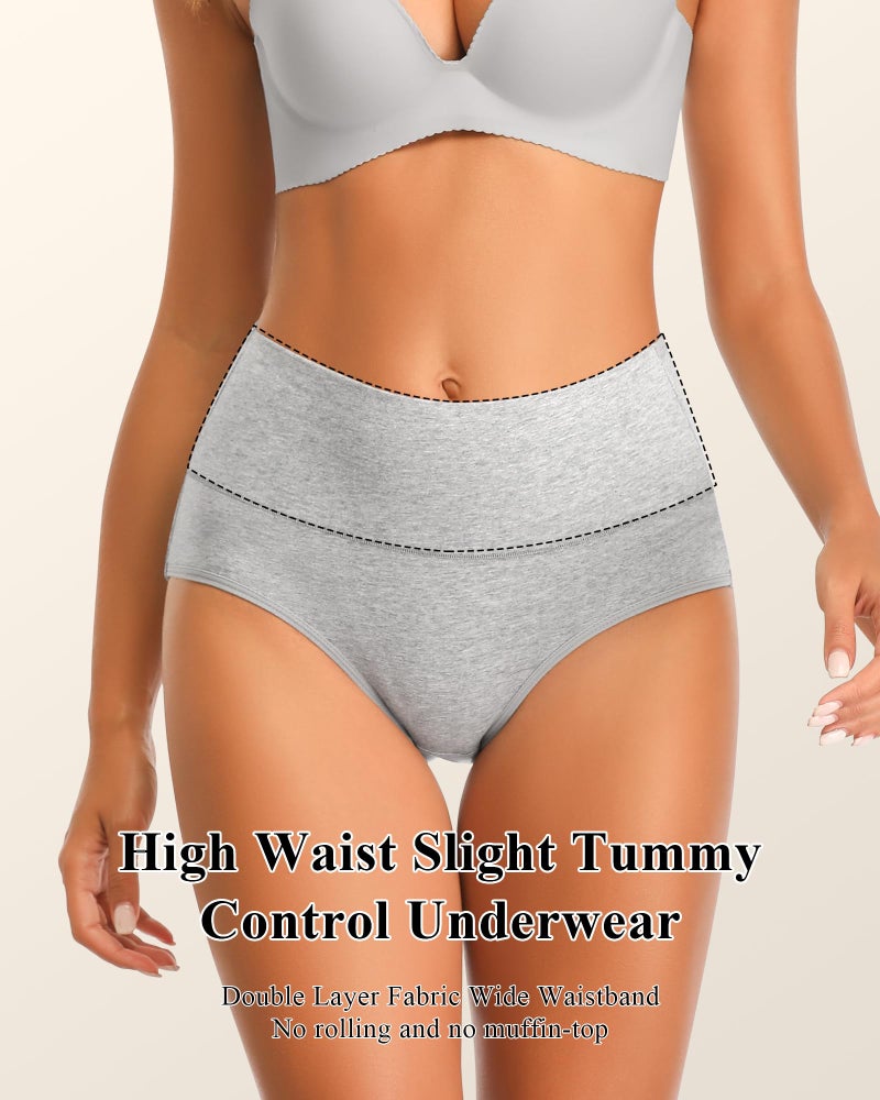 Annenmy Cotton Underwear for Women High Waisted Briefs Full Coverage Panties 5 Pack L Multicolor - Image 2