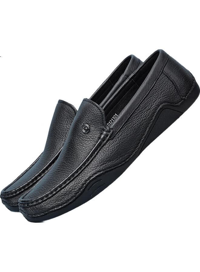 C.BANNER Men'S Sheepskin Business Casual Leather Shoes Comfortable Loafers Soft Bottom Penny Shoes J01D1211 Black 40 - Image 1