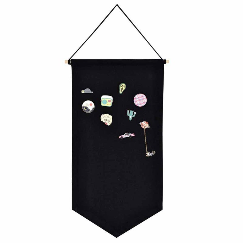 YeeMan Wall Hanging Brooch Jewelry Storage Case Canvas Display Stand Enamel Pin Display Banner Holder Earrings Necklace Glitter Pin Collection Organizer (Black) - Image 5