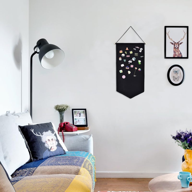 YeeMan Wall Hanging Brooch Jewelry Storage Case Canvas Display Stand Enamel Pin Display Banner Holder Earrings Necklace Glitter Pin Collection Organizer (Black) - Image 4